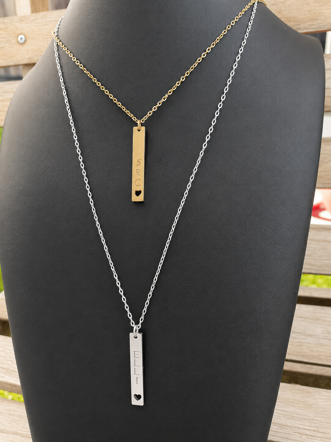 Vertical Bar Heart Necklace 13/7